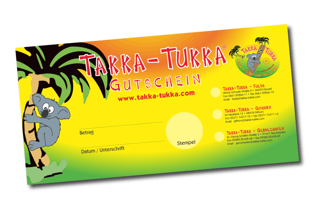 Takka Tukka Gutscheinvorlage zum bestellen